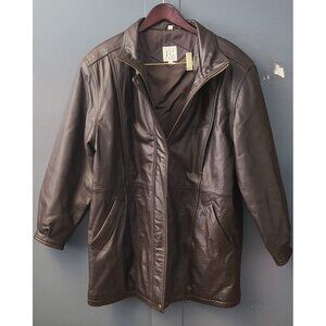 Genuine Leather Coat Men's Medium Black Feild Gear Great Shape